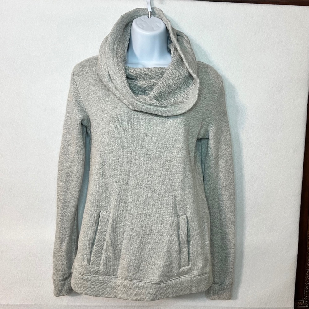 J.Crew Cowl Neck Sweatshirt Womens XS Gray Cotton/Wool Cottagecore Cozy Pullover